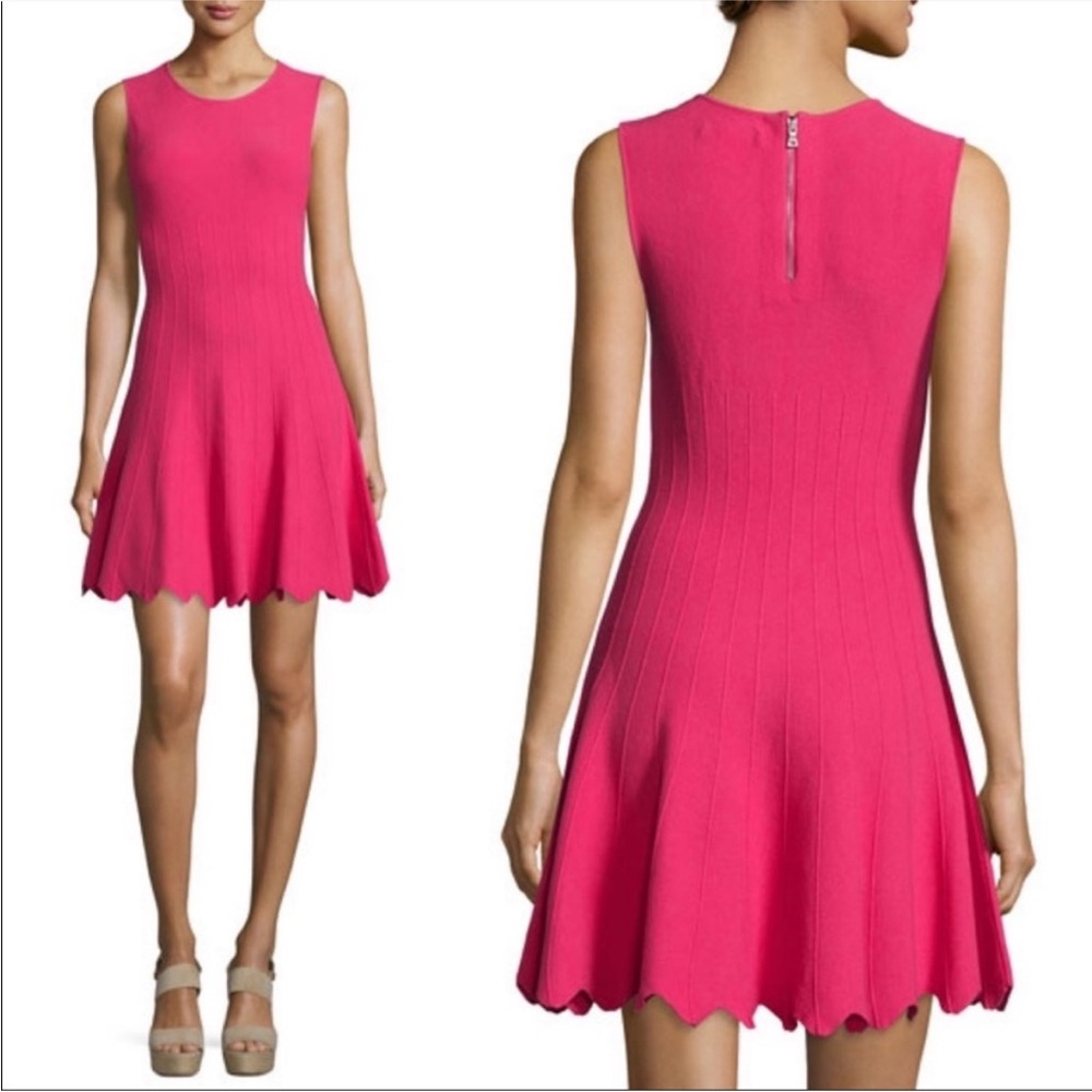 Alice + Olivia Paulie Fit and Flare Pink Knit Dress